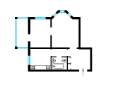 2-кімнатне планування квартири в будинку по проєкту 1-207-2