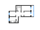 3-комнатная планировка квартиры в доме по проекту КТУ