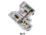 2-комнатная планировка квартиры в доме по адресу Бархатная улица 20в