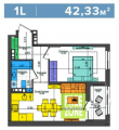 1-комнатная планировка квартиры в доме по адресу Салютная улица 2б (11)