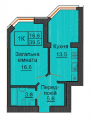 1-комнатная планировка квартиры в доме по адресу Королева академика улица 2