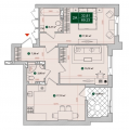 2-кімнатне планування квартири в будинку за адресою Дніпроводська вулиця 1 (2)