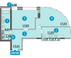 2-комнатная планировка квартиры в доме по адресу Тимошенко маршала улица 21к1