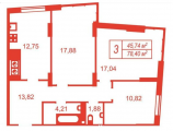 3-комнатная планировка квартиры в доме по адресу Бархатная улица 9а