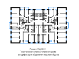 Поэтажная планировка квартир в доме по проекту 80-3 (общежитие)