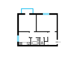2-кімнатне планування квартири в будинку по проєкту 1-228-2