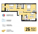 2-комнатная планировка квартиры в доме по адресу Украинки Леси улица 2а (5)