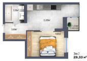 1-комнатная планировка квартиры в доме по адресу Сормовская улица 3 (2)