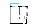 1-комнатная планировка квартиры в доме по проекту 1-201-13
