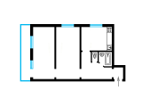 2-комнатная планировка квартиры в доме по проекту 1-480-15вкб
