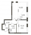 1-комнатная планировка квартиры в доме по адресу Каунасская улица 27 (4)