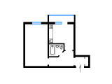 1-кімнатне планування квартири в будинку по проєкту 1-КГ-480-26