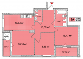 3-комнатная планировка квартиры в доме по адресу Выговского Ивана улица (Гречко маршала улица) 10 (8)