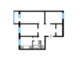 3-комнатная планировка квартиры в доме по проекту 134