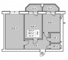 2-комнатная планировка квартиры в доме по адресу Васильковая улица 43а
