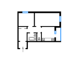 2-комнатная планировка квартиры в доме по проекту Т-1