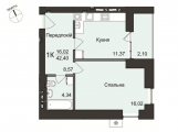 1-комнатная планировка квартиры в доме по адресу Вокзальная улица 2