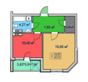 1-комнатная планировка квартиры в доме по адресу Глубочицкая улица 13 (6)
