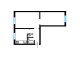 2-комнатная планировка квартиры в доме по проекту Киевпроект