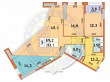3-кімнатне планування квартири в будинку за адресою Перемоги проспект 11б