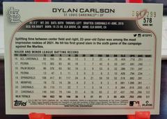 Back Of Card | Dylan Carlson [Orange] Baseball Cards 2022 Topps