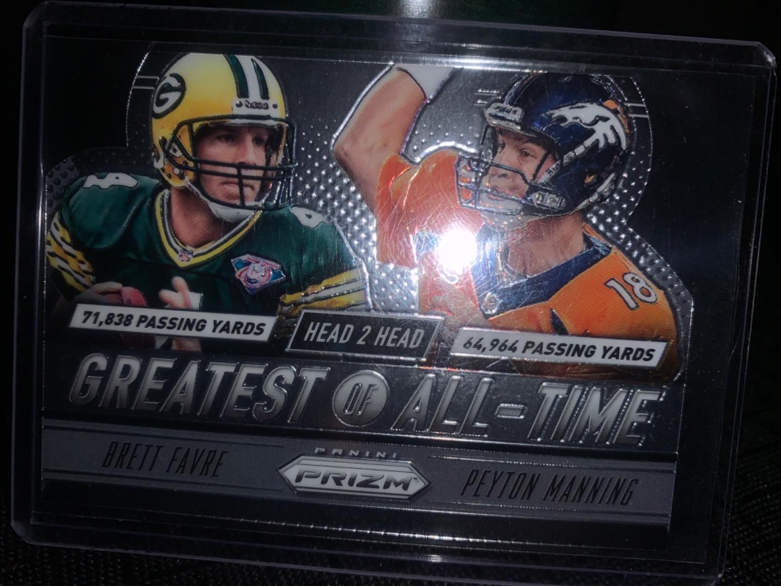 Brett Favre & Peyton Manning #GOAT5 Football Cards 2014 Panini Prizm Head 2 Head Greatest of All-Time