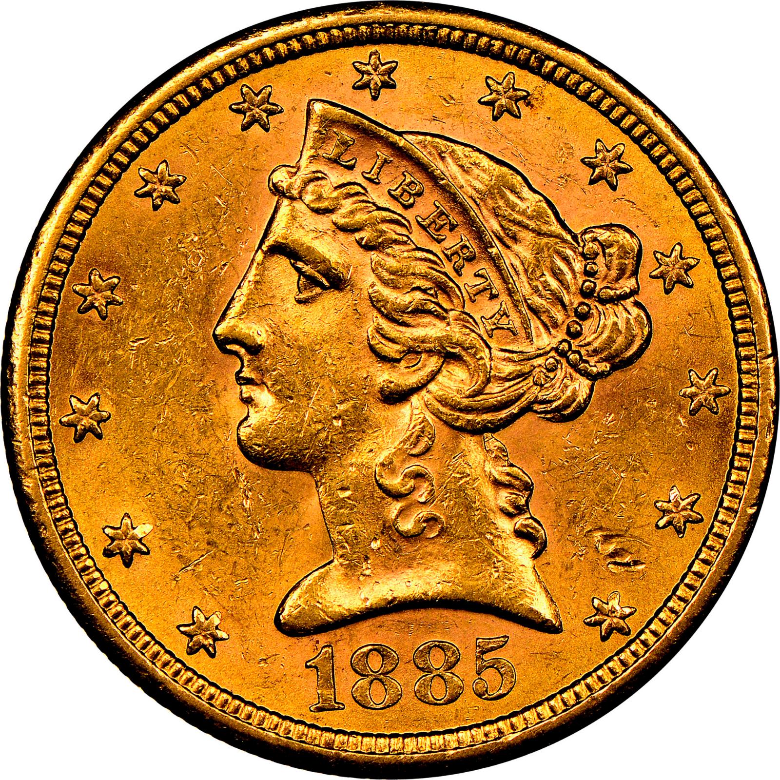 1885 S Coins Liberty Head Half Eagle