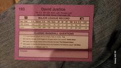 Back  | David Justice [Justice Prevails] Baseball Cards 1991 Classic Four Sport