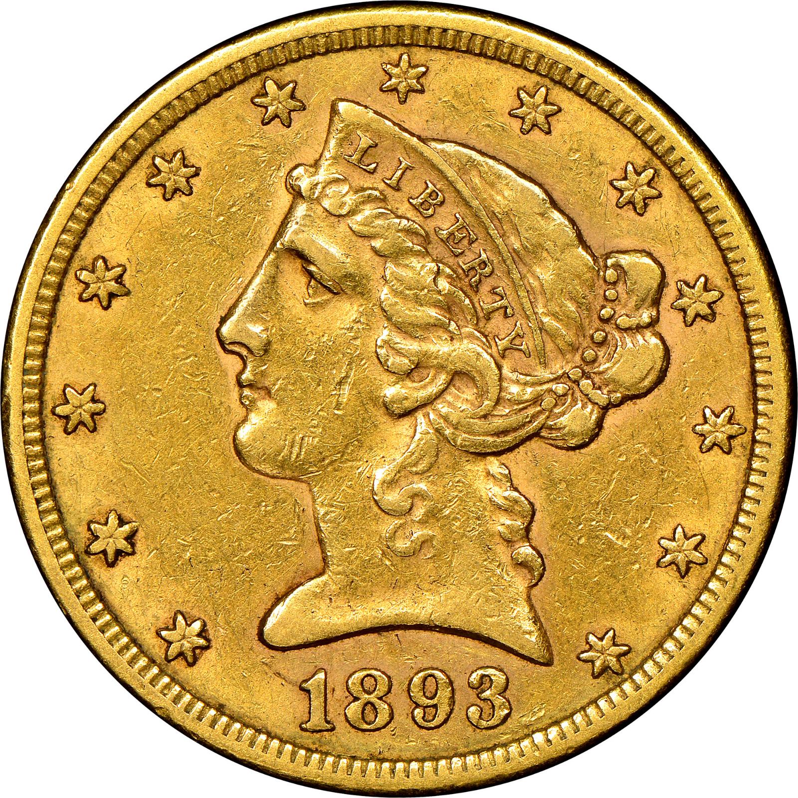 1893 S Coins Liberty Head Half Eagle