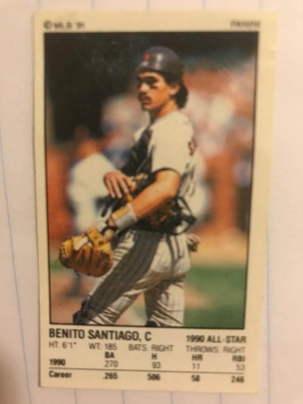 Benito Santiago #93 Baseball Cards 1991 Panini Stickers