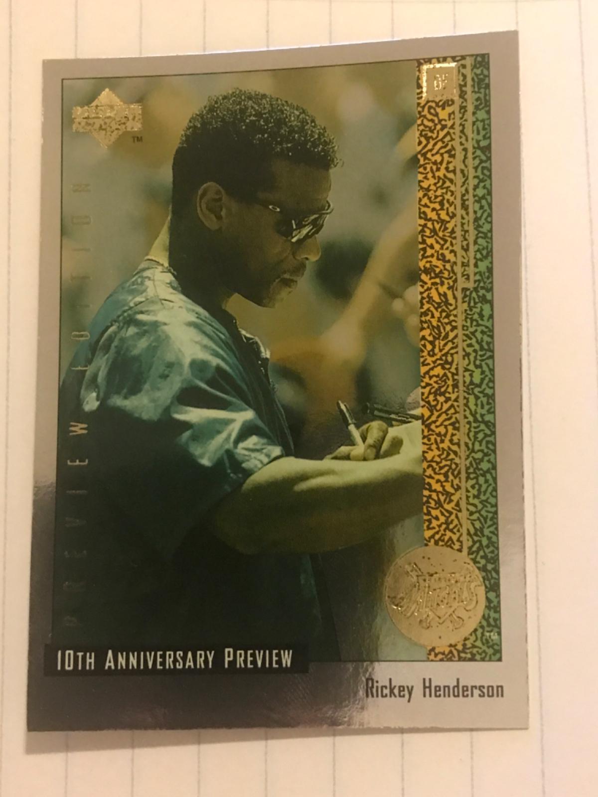Rickey Henderson #54 of 60 Baseball Cards 1998 Upper Deck 10th Anniversary Preview