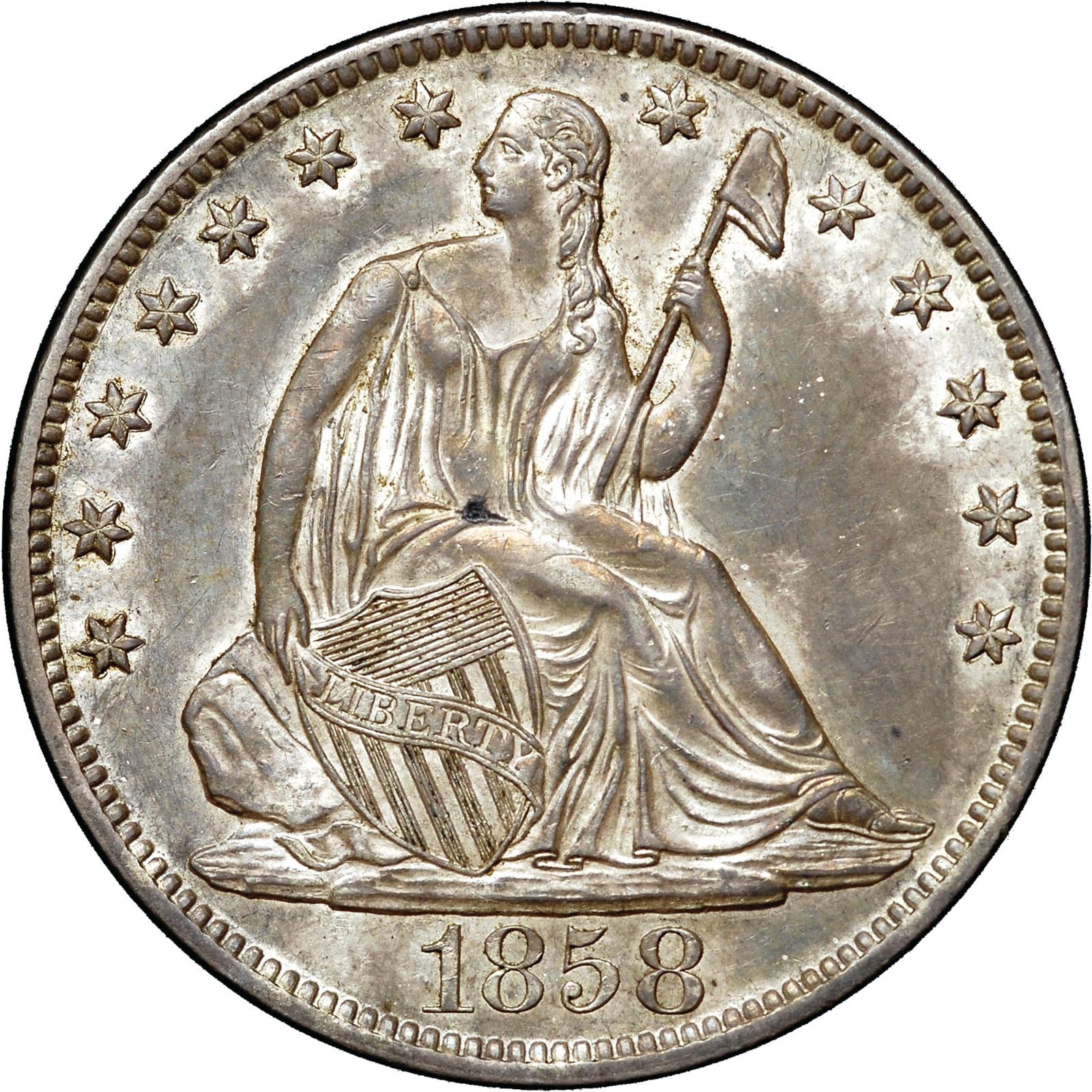 1858 O Coins Seated Liberty Half Dollar