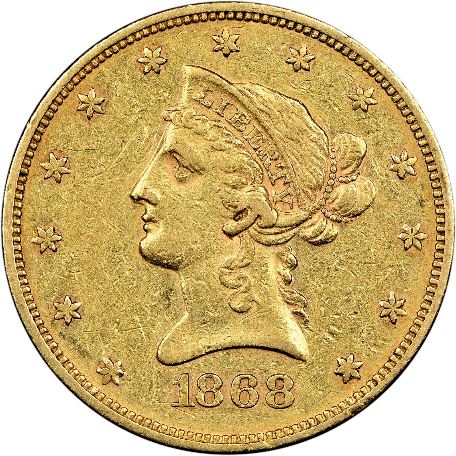 1868 Coins Liberty Head Gold Double Eagle