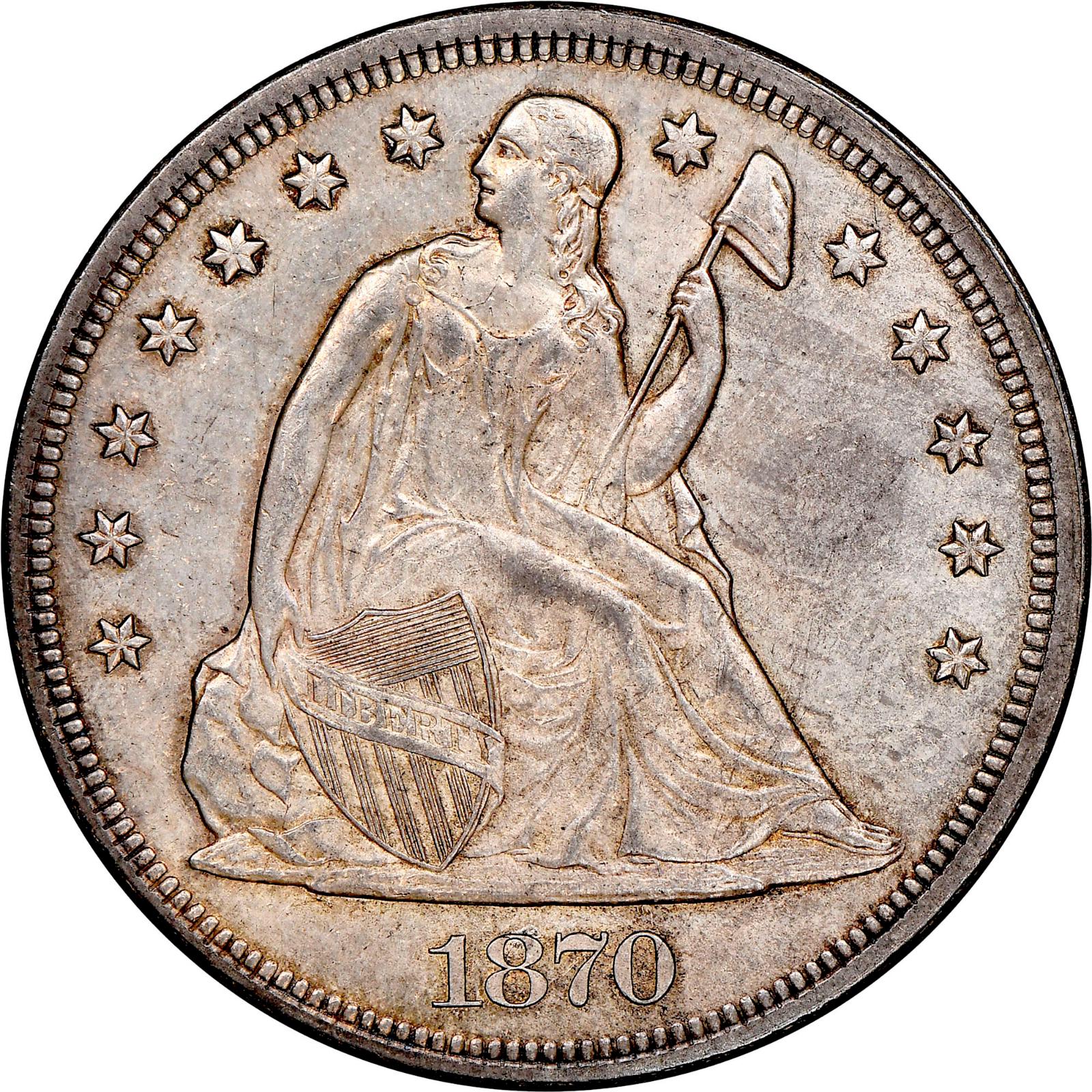 1870 CC Coins Seated Liberty Dollar