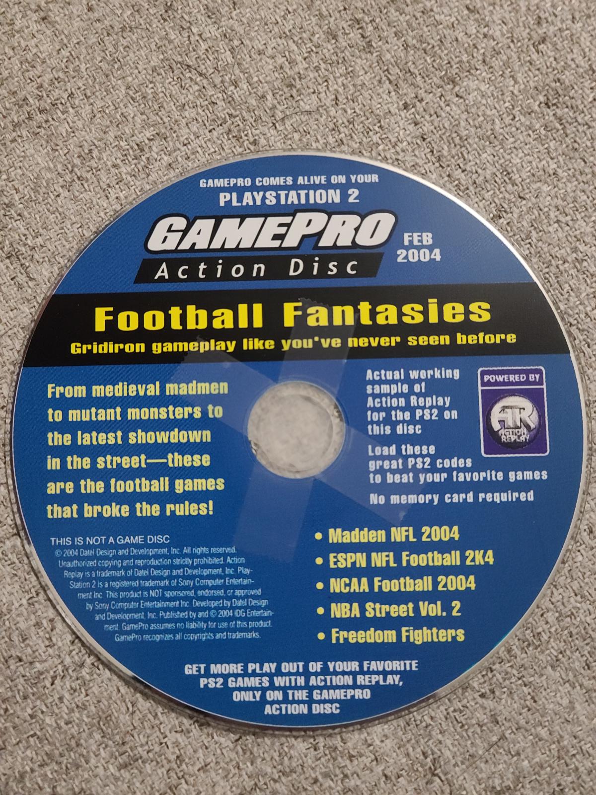 GamePro Action Disc Football Fantasies Playstation 2