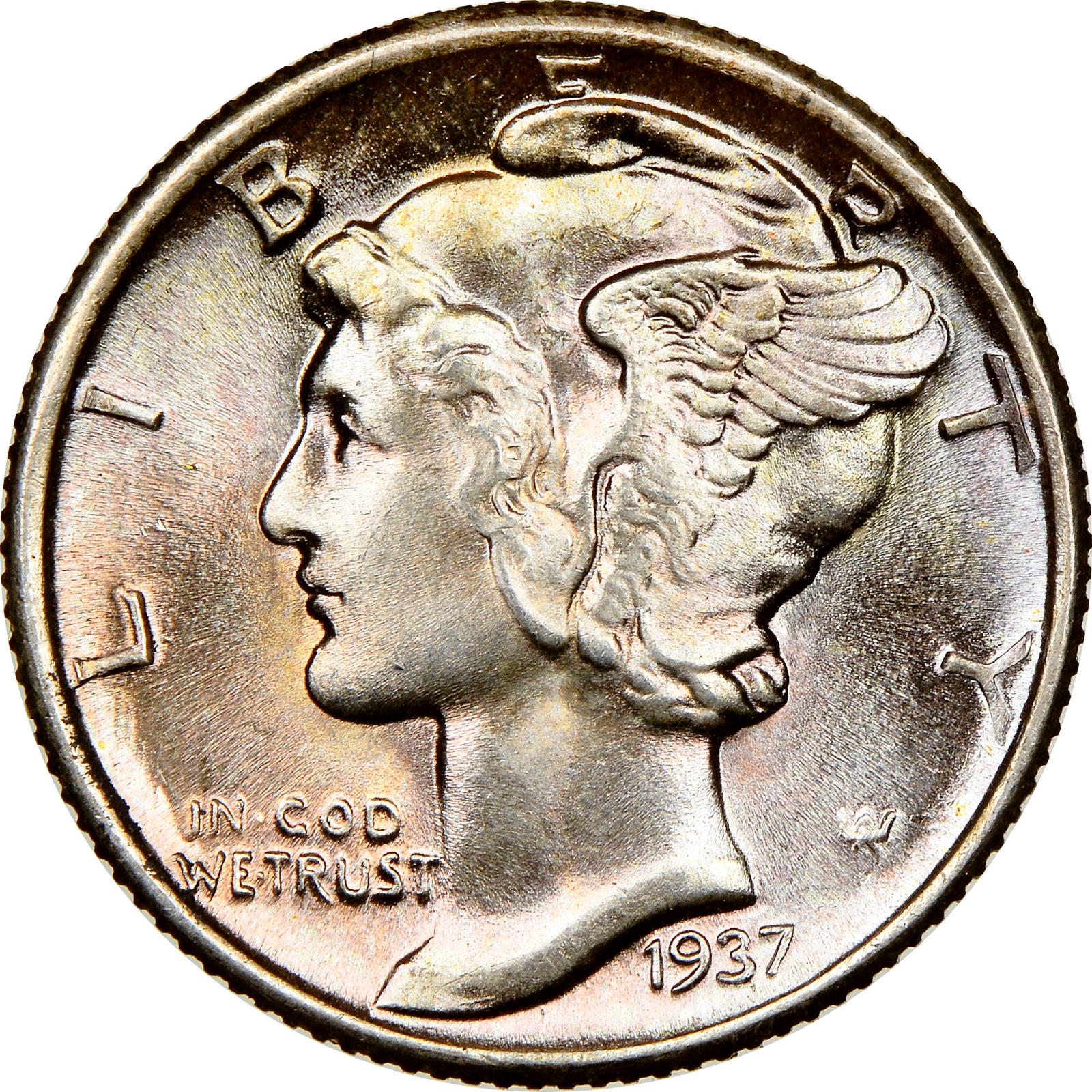 1937 Coins Mercury Dime