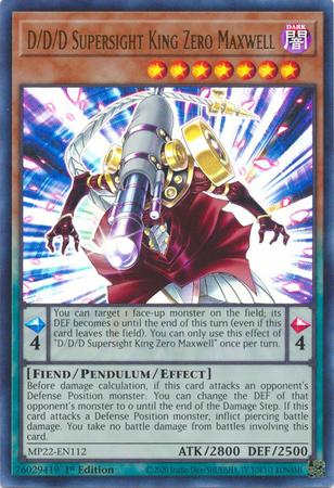 D/D/D Supersight King Zero Maxwell MP22-EN112 YuGiOh 2022 Tin of the Pharaoh's Gods Mega Pack