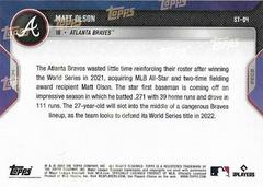 Back | Matt Olson Baseball Cards 2022 Topps Now Spring Training
