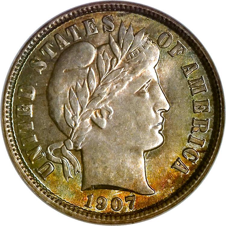 1907 O Coins Barber Dime