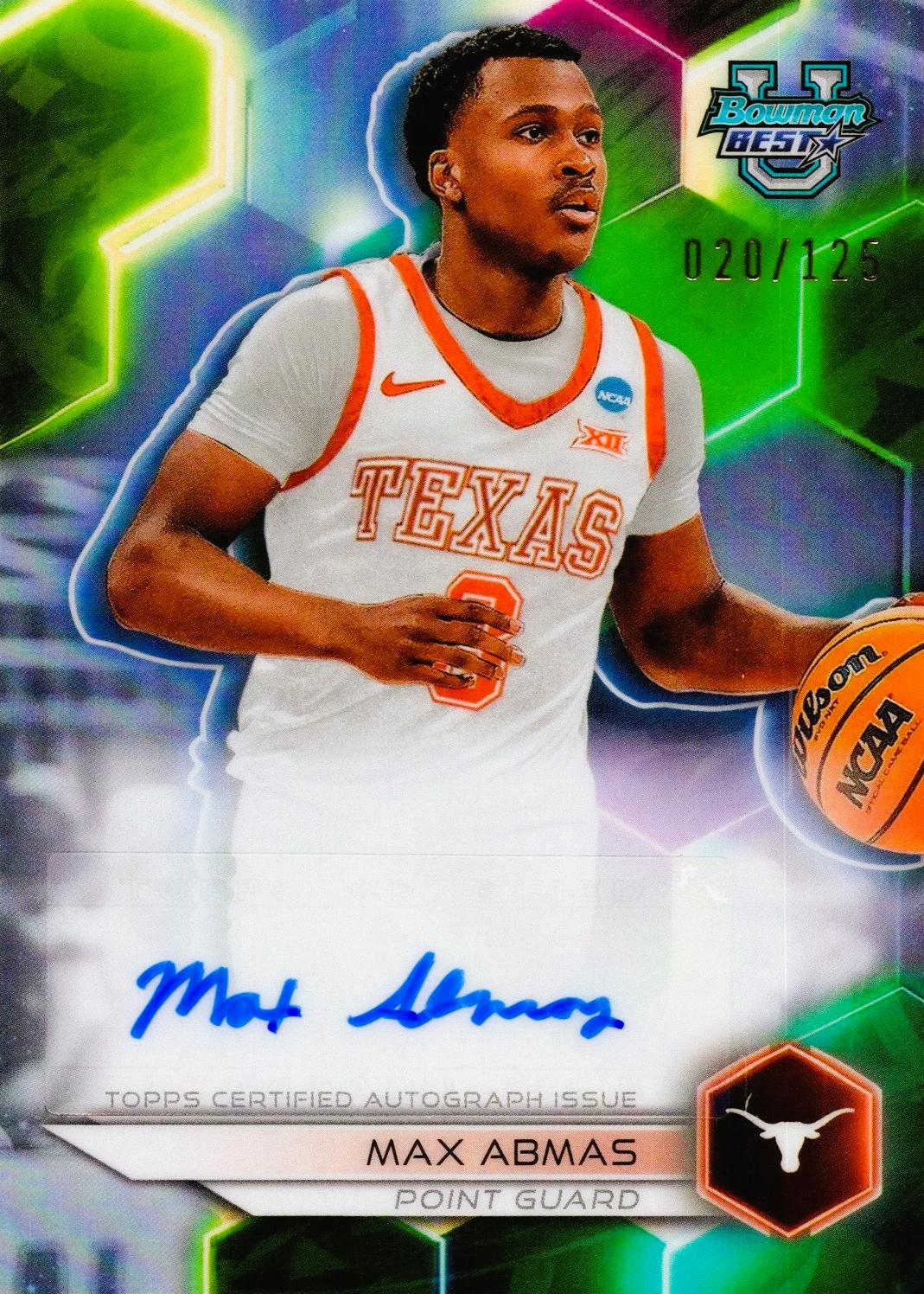 Max Abmas #B23-MA 2023 Bowman Best University Best Of 2023 Autographs Basketball