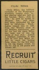 Back | Clyde Milan Baseball Cards 1912 T207 Brown Background