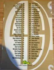 Back Of Card | Checklist Baseball Cards 1993 Classic