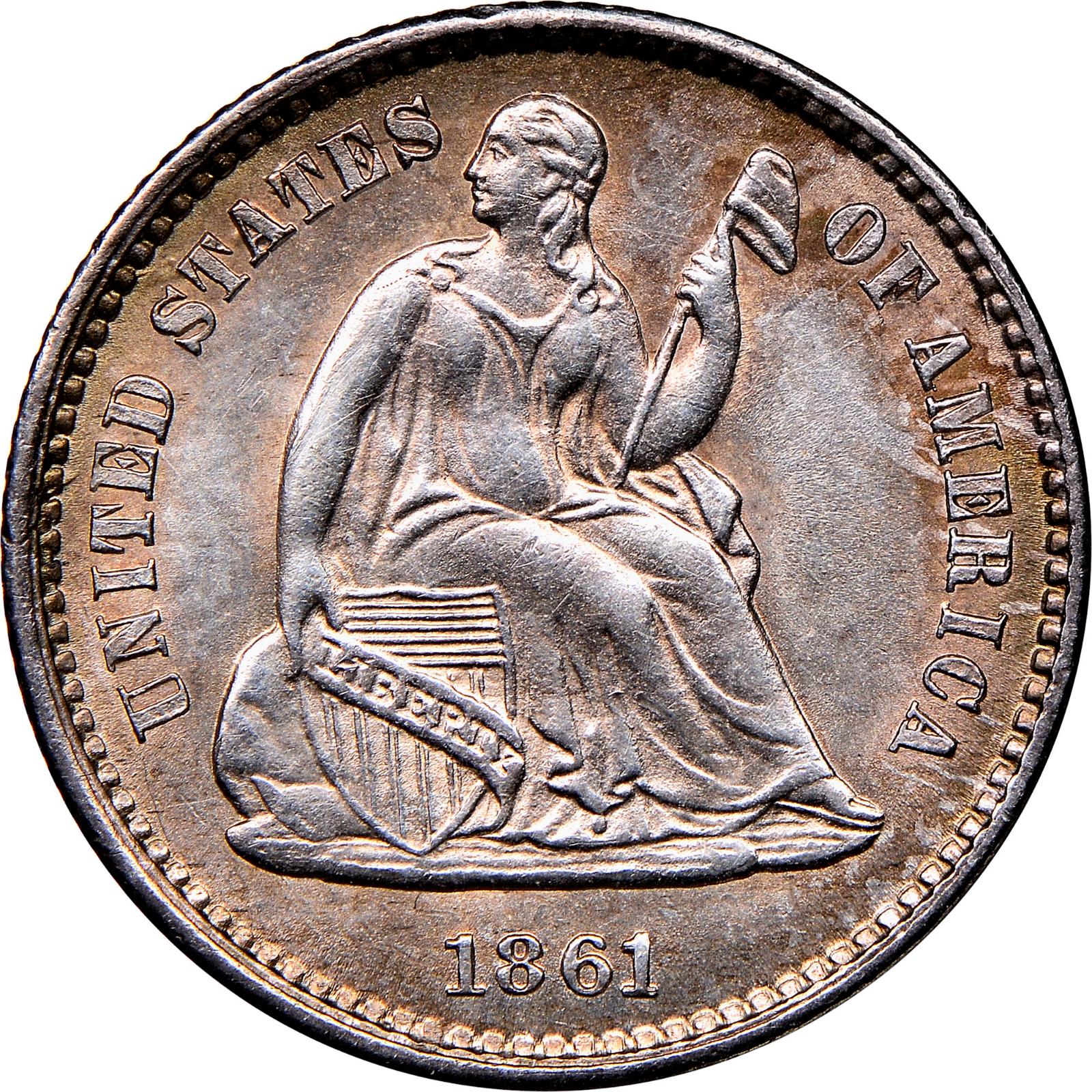 1861 Coins Seated Liberty Half Dime