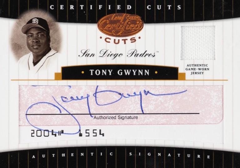 Tony Gwynn #CC-73 2004 Leaf Certified Cuts Check Signature Baseball