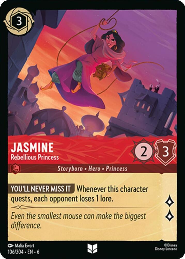Jasmine - Rebellious Princess #106 Lorcana Azurite Sea