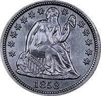 1858 O Coins Seated Liberty Dime
