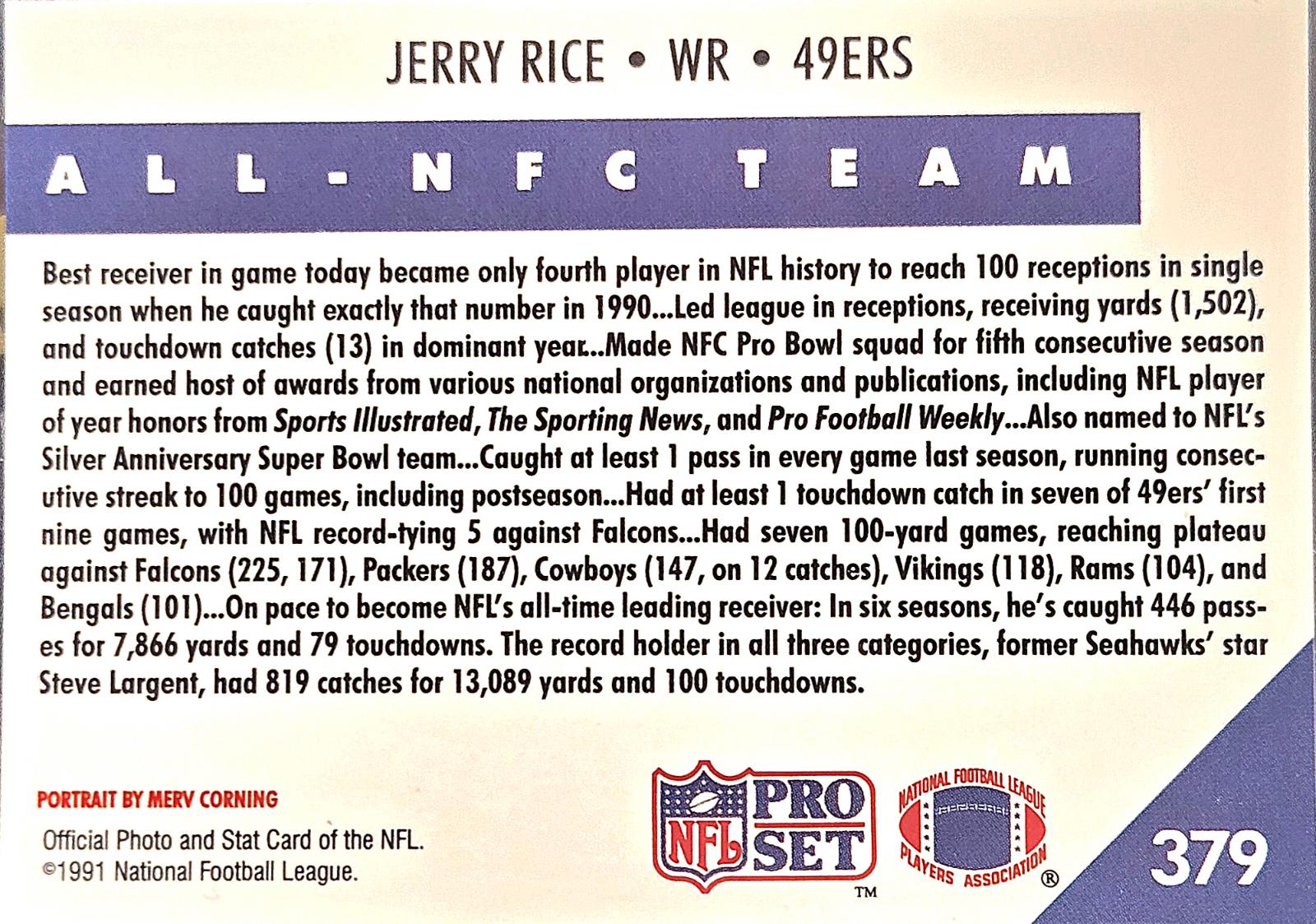 Pro Line Jerry Rice Card Jerry Rice #379 Prices | 1991 Pro Set | Football Cards