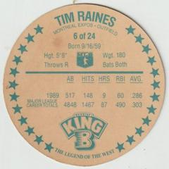 Reverse | Tim Raines Baseball Cards 1990 King B Discs