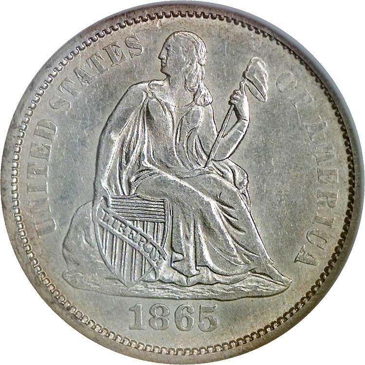 1865 S Coins Seated Liberty Dime