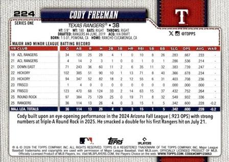Cody Freeman #224 Prices [Rookie] | 2026 Topps | Baseball Cards